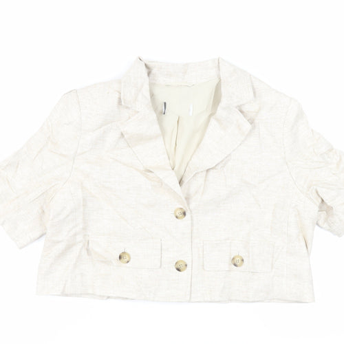 Marks and Spencer Womens Beige Jacket Blazer Size 16 Button