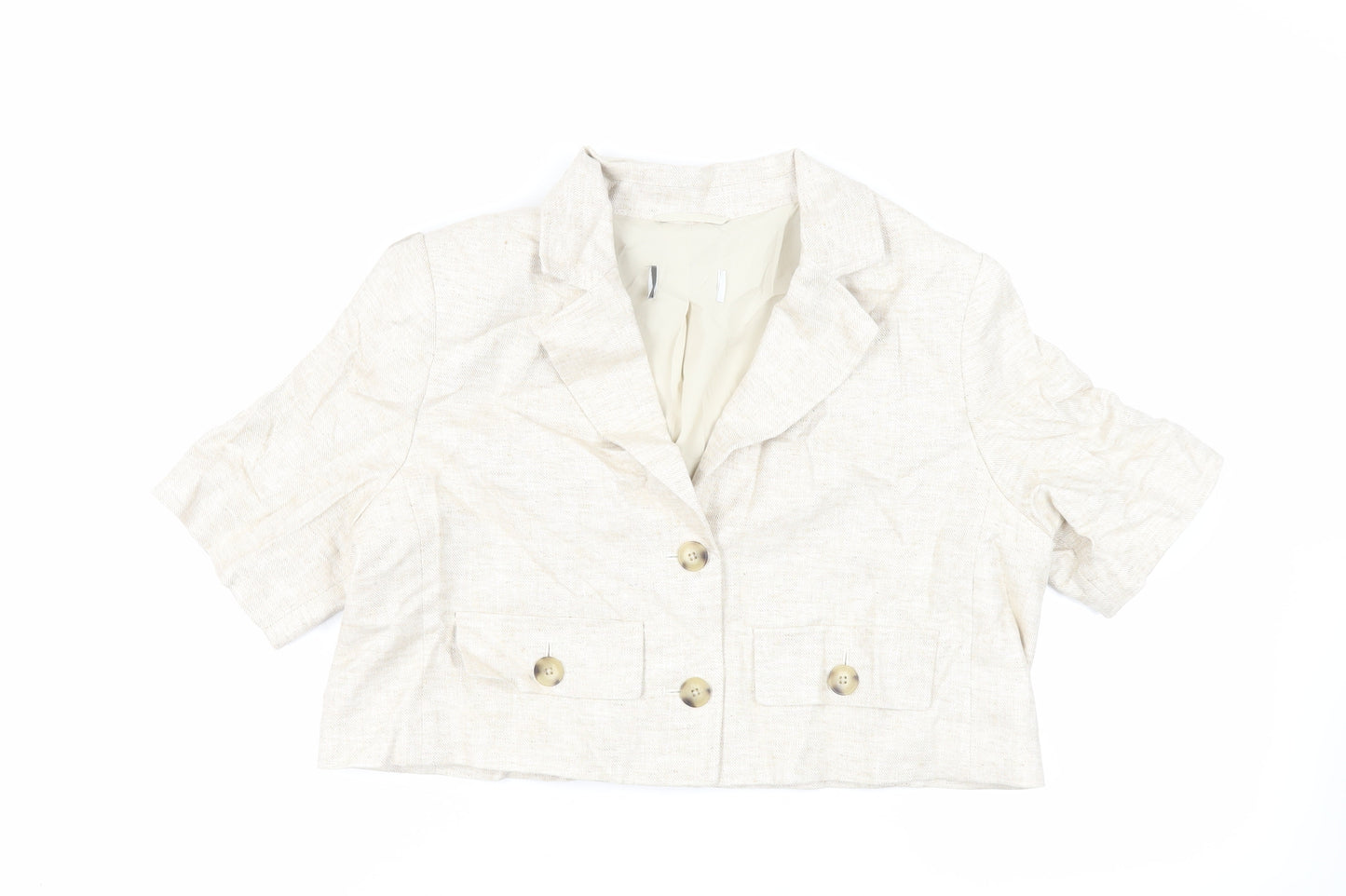 Marks and Spencer Womens Beige Jacket Blazer Size 16 Button