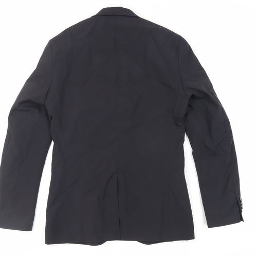 H&M Mens Black Polyester Jacket Suit Jacket Size 34 Regular