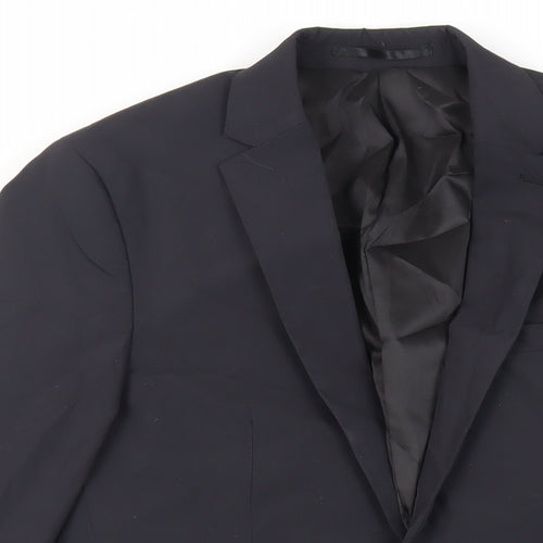 H&M Mens Black Polyester Jacket Suit Jacket Size 34 Regular