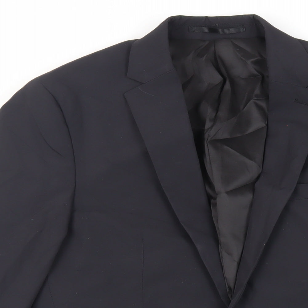 H&M Mens Black Polyester Jacket Suit Jacket Size 34 Regular