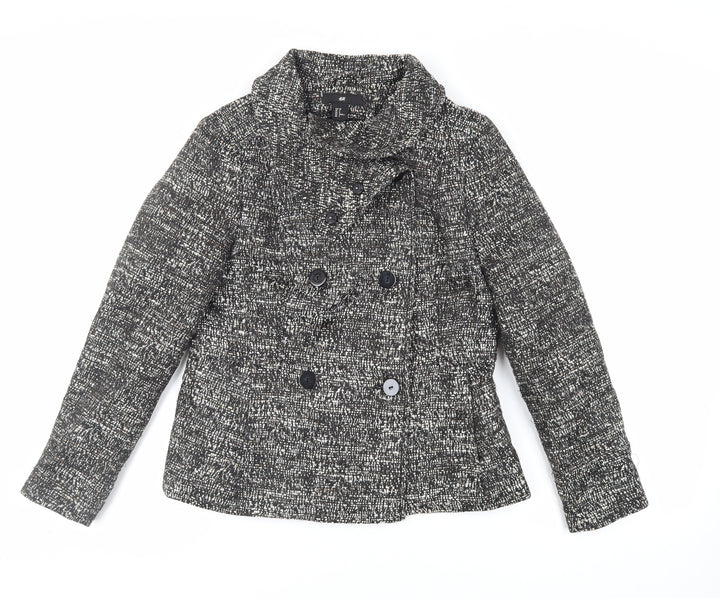 H&M Womens Grey Jacket Blazer Size 10 Button