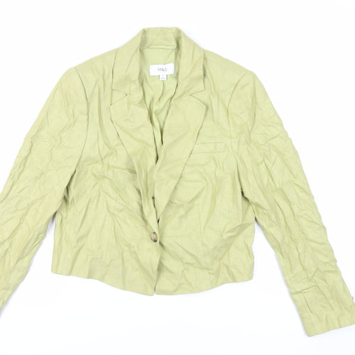 Marks and Spencer Womens Green Jacket Blazer Size 14 Button