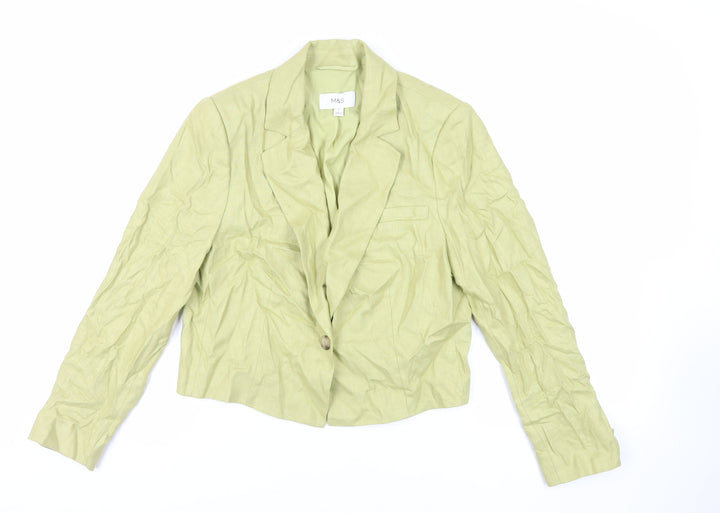 Marks and Spencer Womens Green Jacket Blazer Size 14 Button