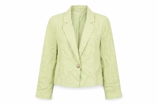 Front view of Marks & Spencer women’s green jacket blazer, size UK 14, button