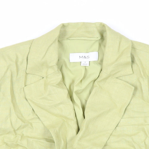 Marks and Spencer Womens Green Jacket Blazer Size 14 Button