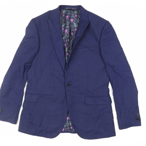 Marks and Spencer Mens Blue Polyester Jacket Suit Jacket Size 40 Regular