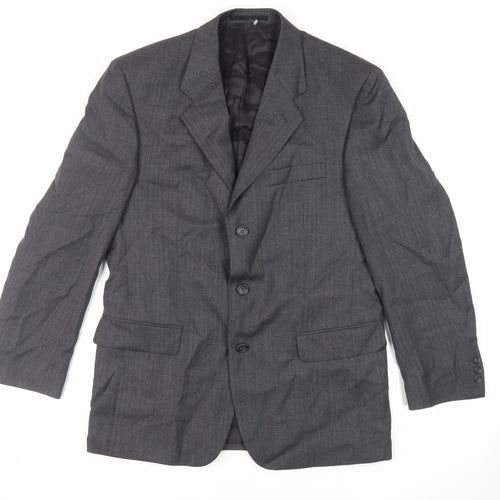 Varteks Mens Grey Striped Acetate Jacket Suit Jacket Size 40 Regular