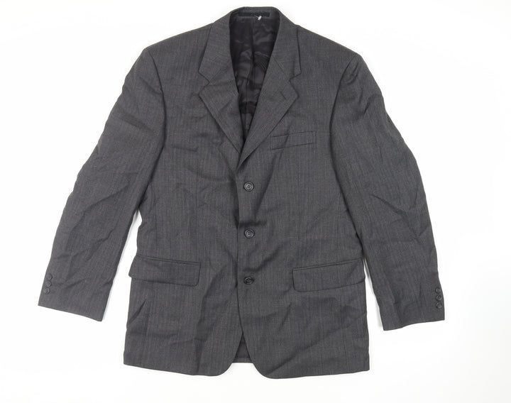 Varteks Mens Grey Striped Acetate Jacket Suit Jacket Size 40 Regular
