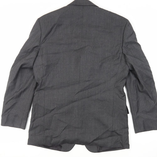 Varteks Mens Grey Striped Acetate Jacket Suit Jacket Size 40 Regular