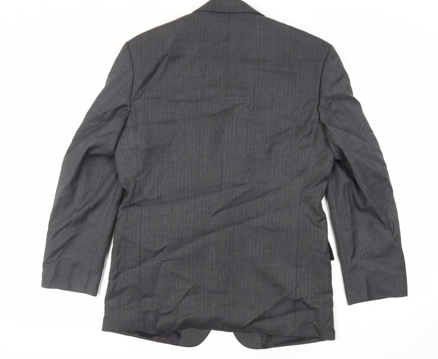 Varteks Mens Grey Striped Acetate Jacket Suit Jacket Size 40 Regular