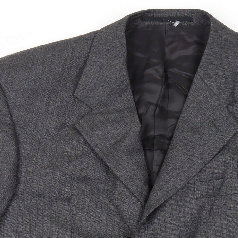 Varteks Mens Grey Striped Acetate Jacket Suit Jacket Size 40 Regular