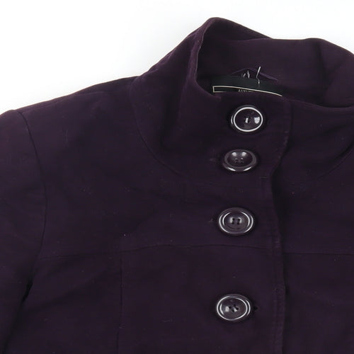 BHS Womens Purple Pea Coat Coat Size 16 Button - Belted