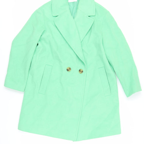 Marks and Spencer Womens Green Overcoat Coat Size 14 Button