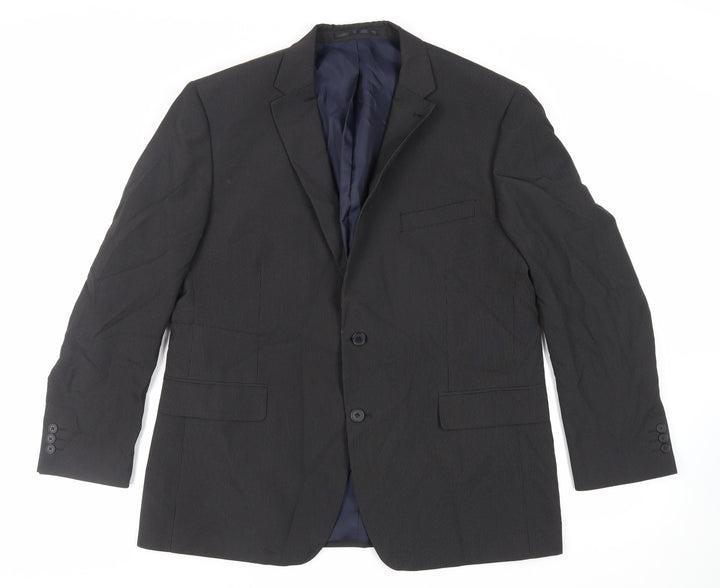 Debenhams Mens Black Striped Polyester Jacket Suit Jacket Size 44 Regular