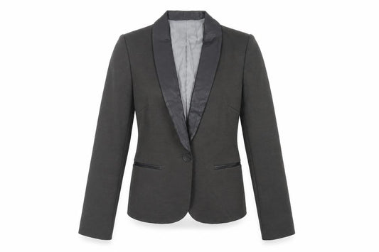 Front view of James Jeans women’s green jacket blazer, size S, button