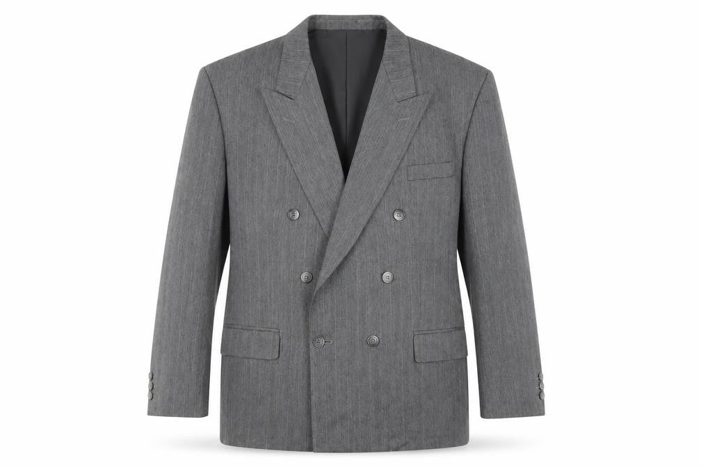 Harbarry of England Mens Grey Striped Polyester Jacket Suit Jacket Size 46 Regular