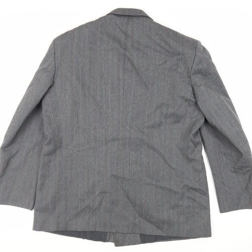 Harbarry of England Mens Grey Striped Polyester Jacket Suit Jacket Size 46 Regular