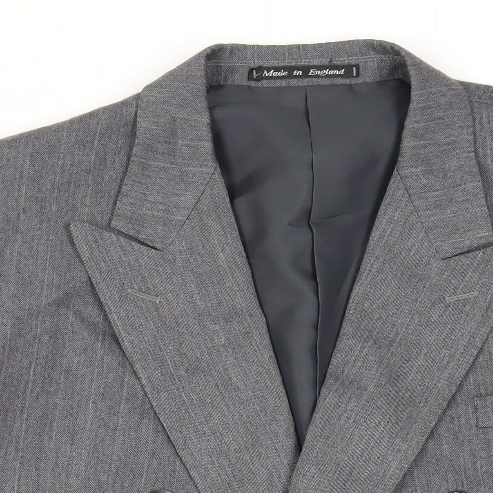Harbarry of England Mens Grey Striped Polyester Jacket Suit Jacket Size 46 Regular