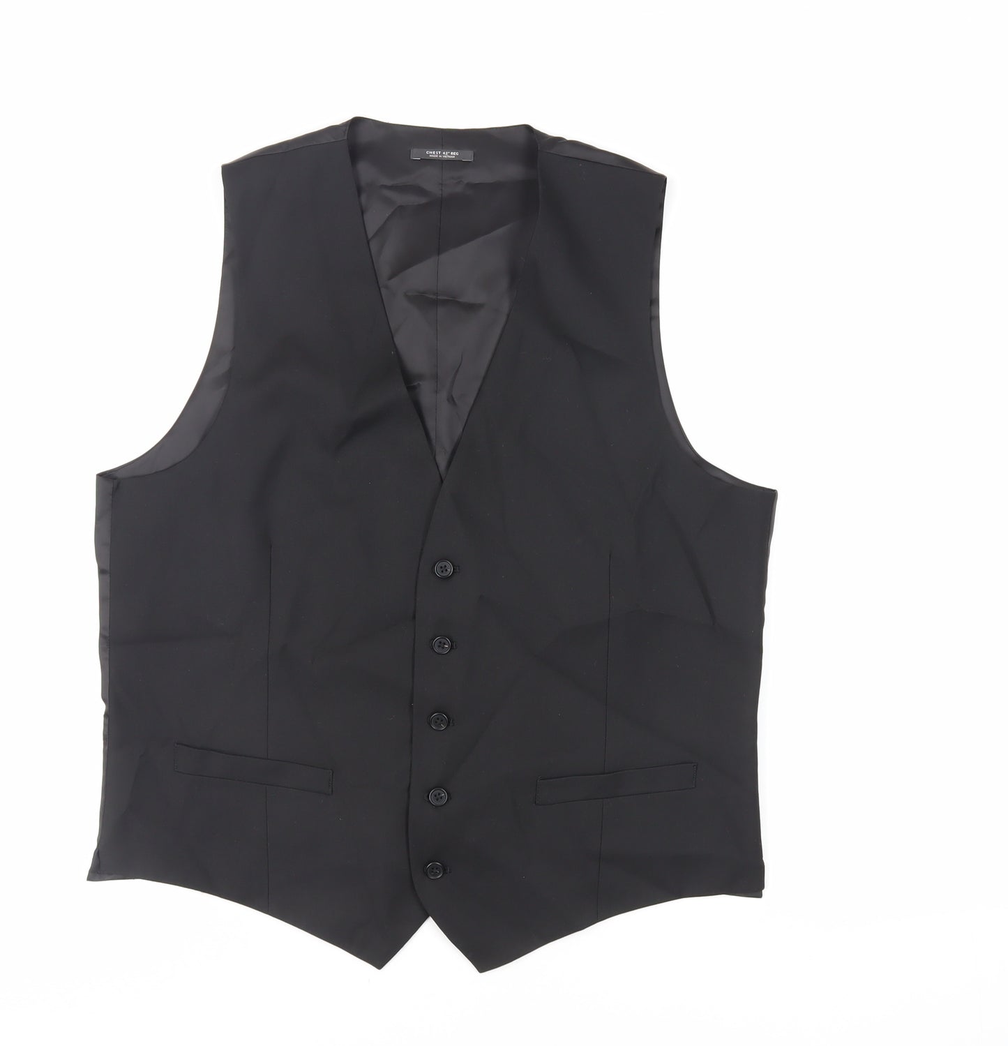 Marks and Spencer Mens Black Polyester Jacket Suit Waistcoat Size 42 Regular