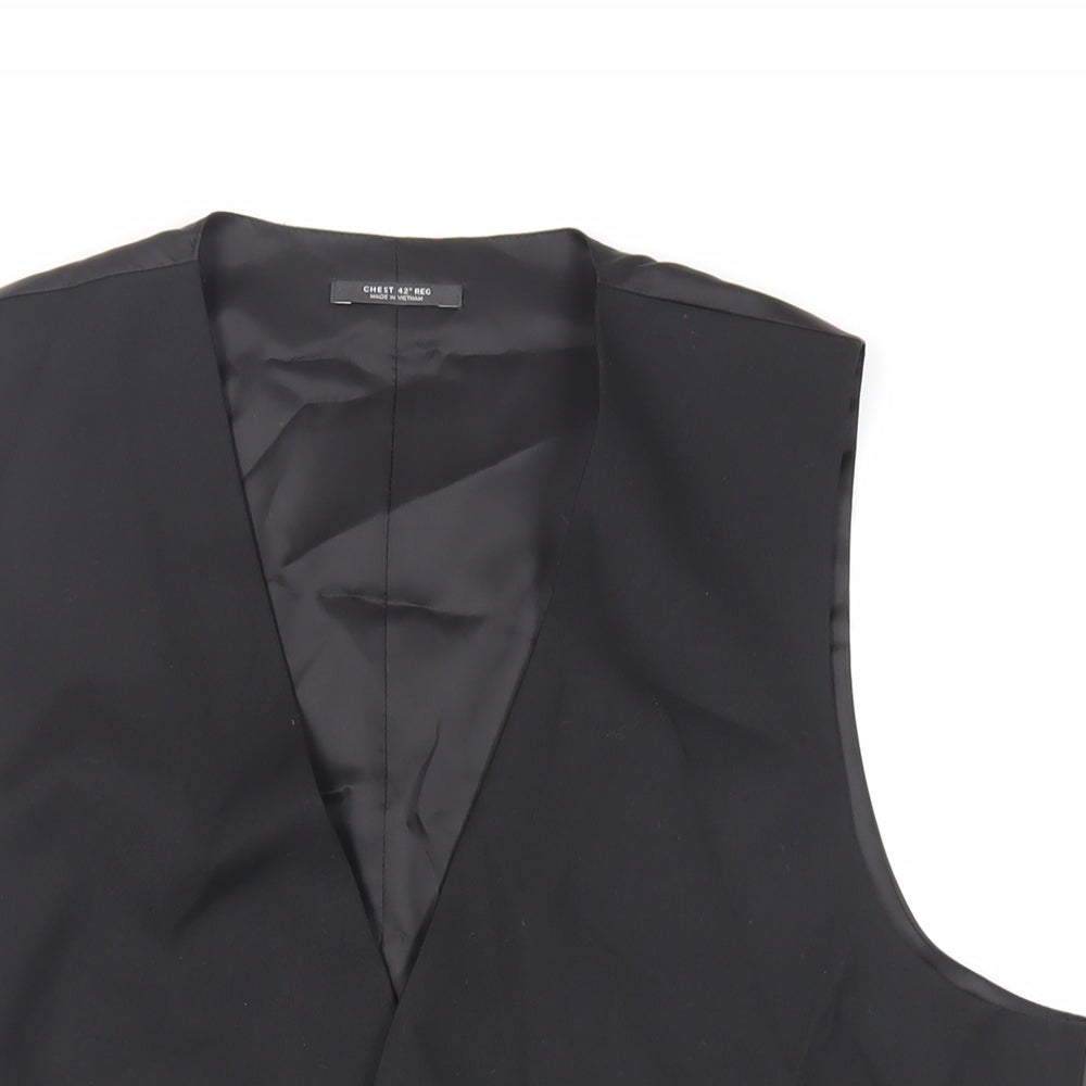 Marks and Spencer Mens Black Polyester Jacket Suit Waistcoat Size 42 Regular