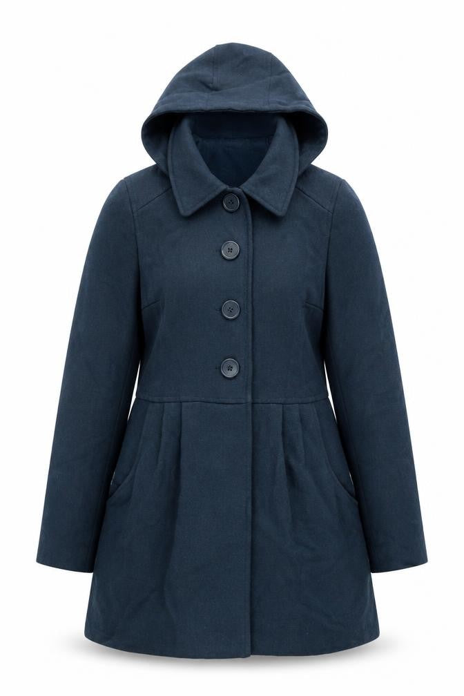 Divided by H&M Womens Green Pea Coat Coat Size 10 Button - Hooded