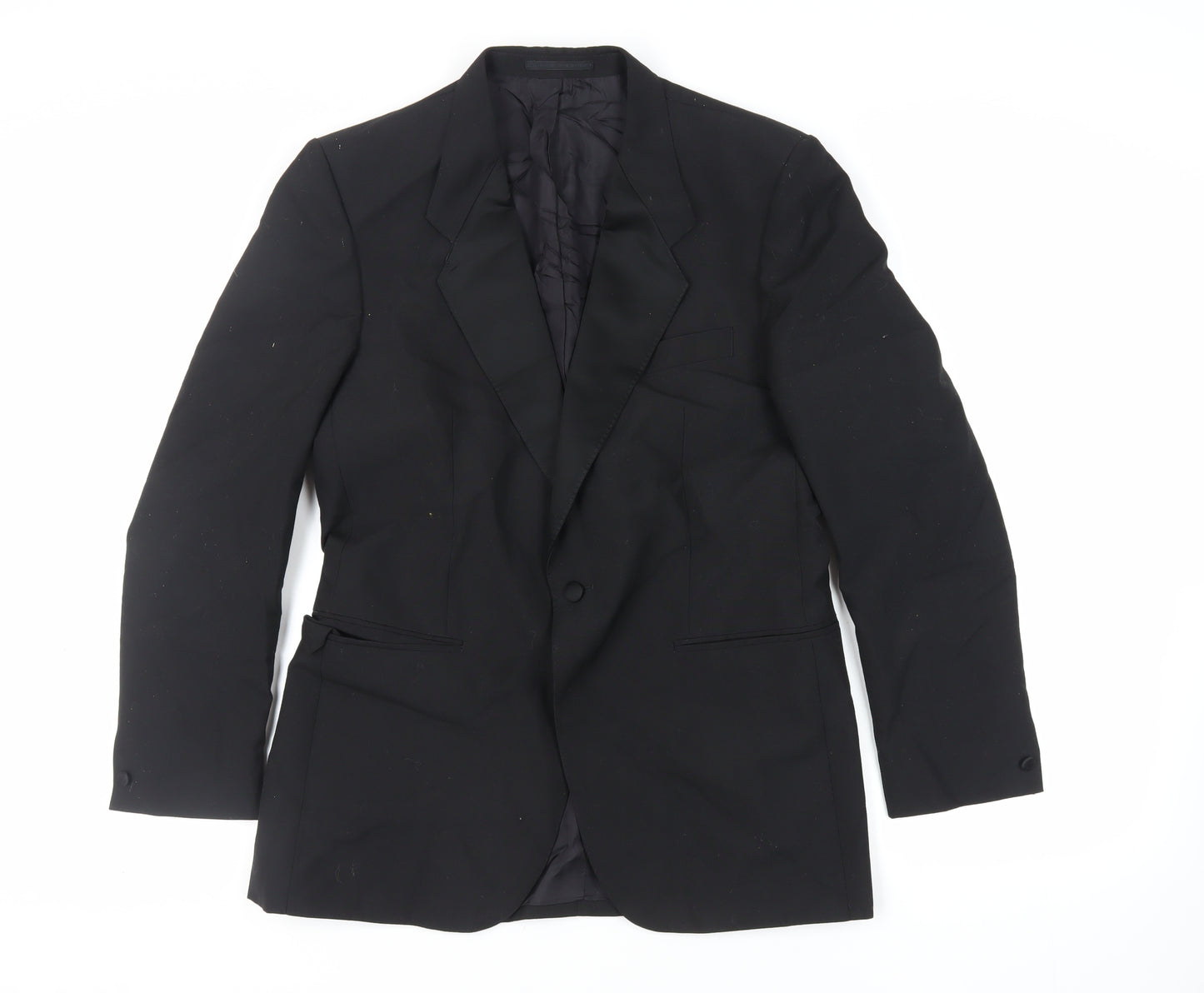 Turo Mens Black Wool Tuxedo Suit Jacket Size 40 Regular