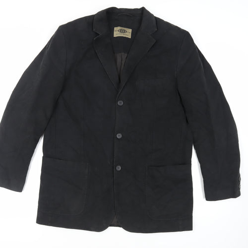Trek & Travel Mens Black Jacket Blazer Size L Button