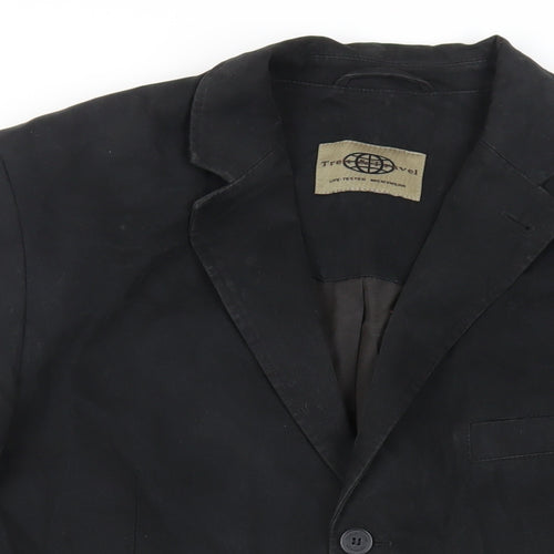 Trek & Travel Mens Black Jacket Blazer Size L Button
