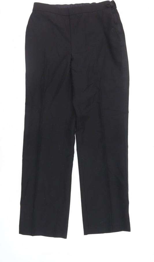 Turo Mens Black Polyester Dress Pants Trousers Size 34 in L31 in Regular Zip