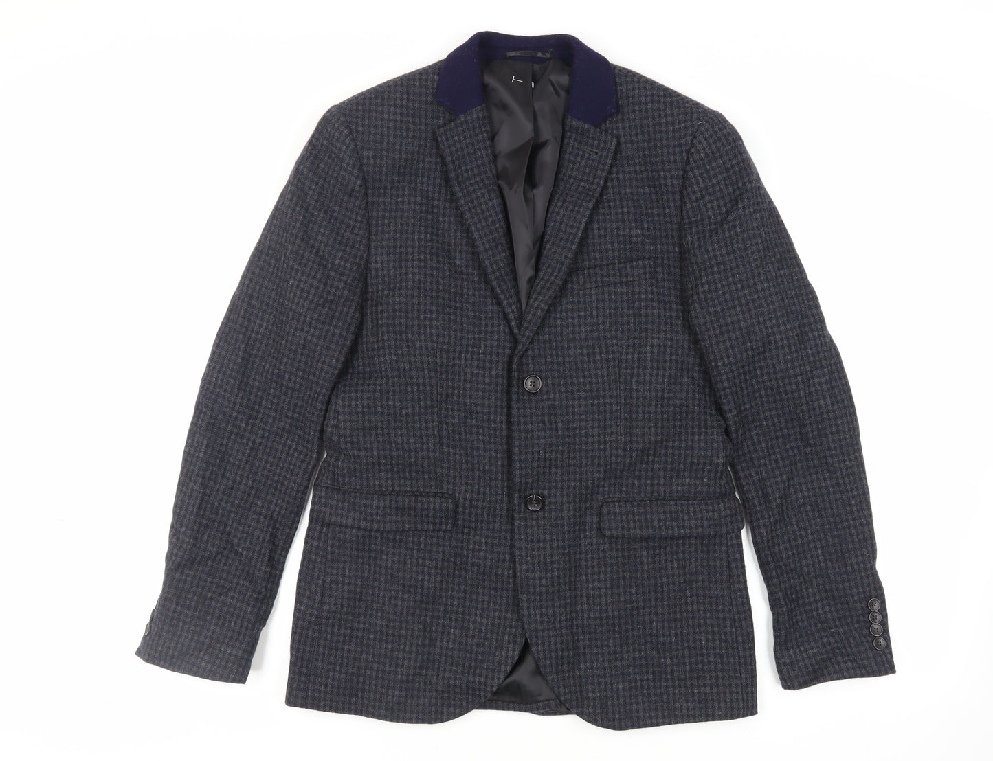 Topman Mens Blue Geometric Jacket Blazer Size 38 Button