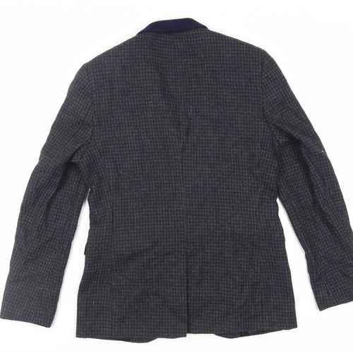 Topman Mens Blue Geometric Jacket Blazer Size 38 Button
