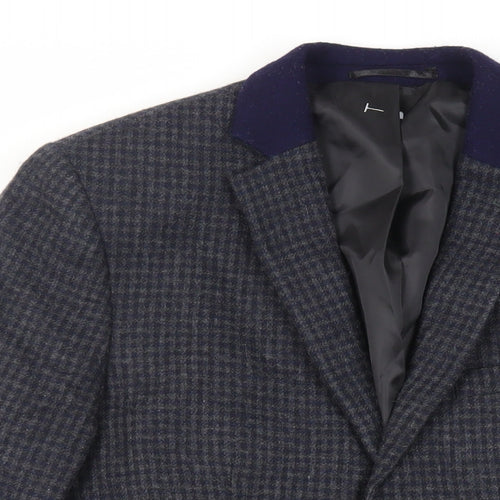 Topman Mens Blue Geometric Jacket Blazer Size 38 Button