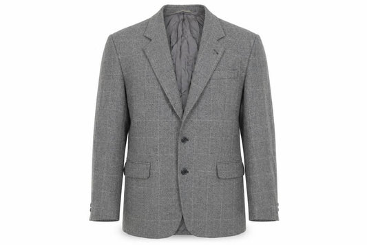 Front view of Skopes men’s grey polyester jacket suit jacket, size 40, regular