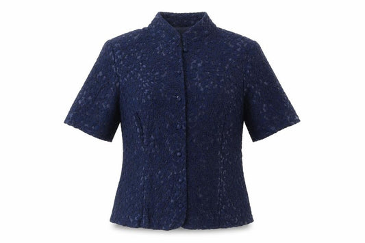 Front view of Together women’s blue jacket blazer, size UK 14, button