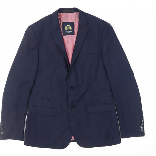 Marc Darcy Mens Blue Polyester Jacket Suit Jacket Size 40 Regular