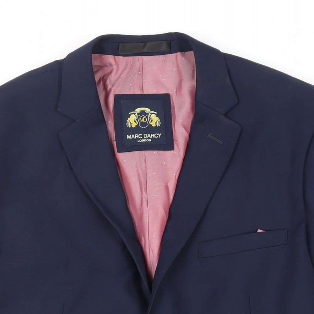 Marc Darcy Mens Blue Polyester Jacket Suit Jacket Size 40 Regular