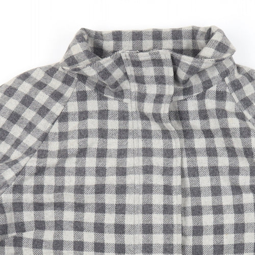 Marks and Spencer Womens Grey Check Overcoat Coat Size 14 Zip