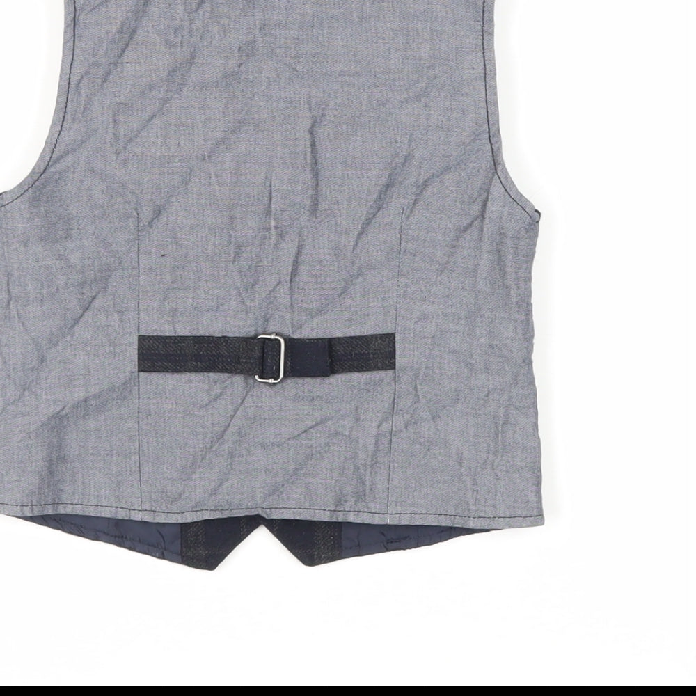 NEXT Boys Blue Plaid Jacket Waistcoat Size 3-4 Years Button