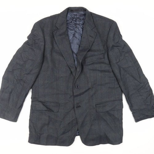 Wellington Mens Blue Herringbone Wool Jacket Blazer Size 42 Regular