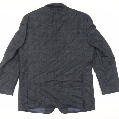 Wellington Mens Blue Herringbone Wool Jacket Blazer Size 42 Regular