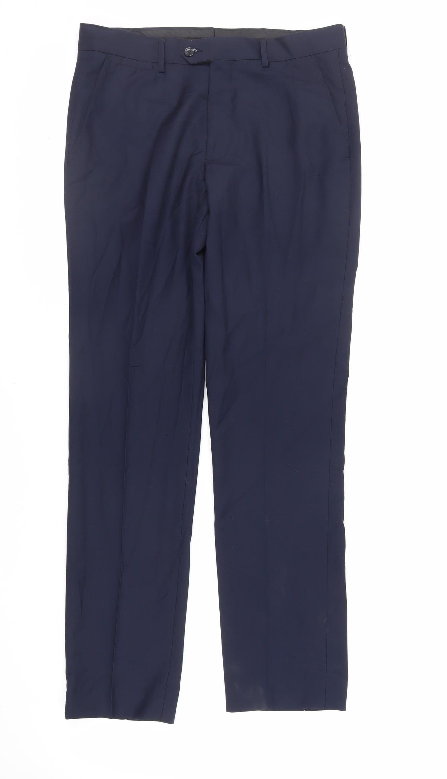 Marc Darcy Mens Blue Polyester Dress Pants Trousers Size 32 in L30 in Regular Zip