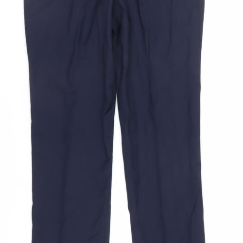 Marc Darcy Mens Blue Polyester Dress Pants Trousers Size 32 in L30 in Regular Zip