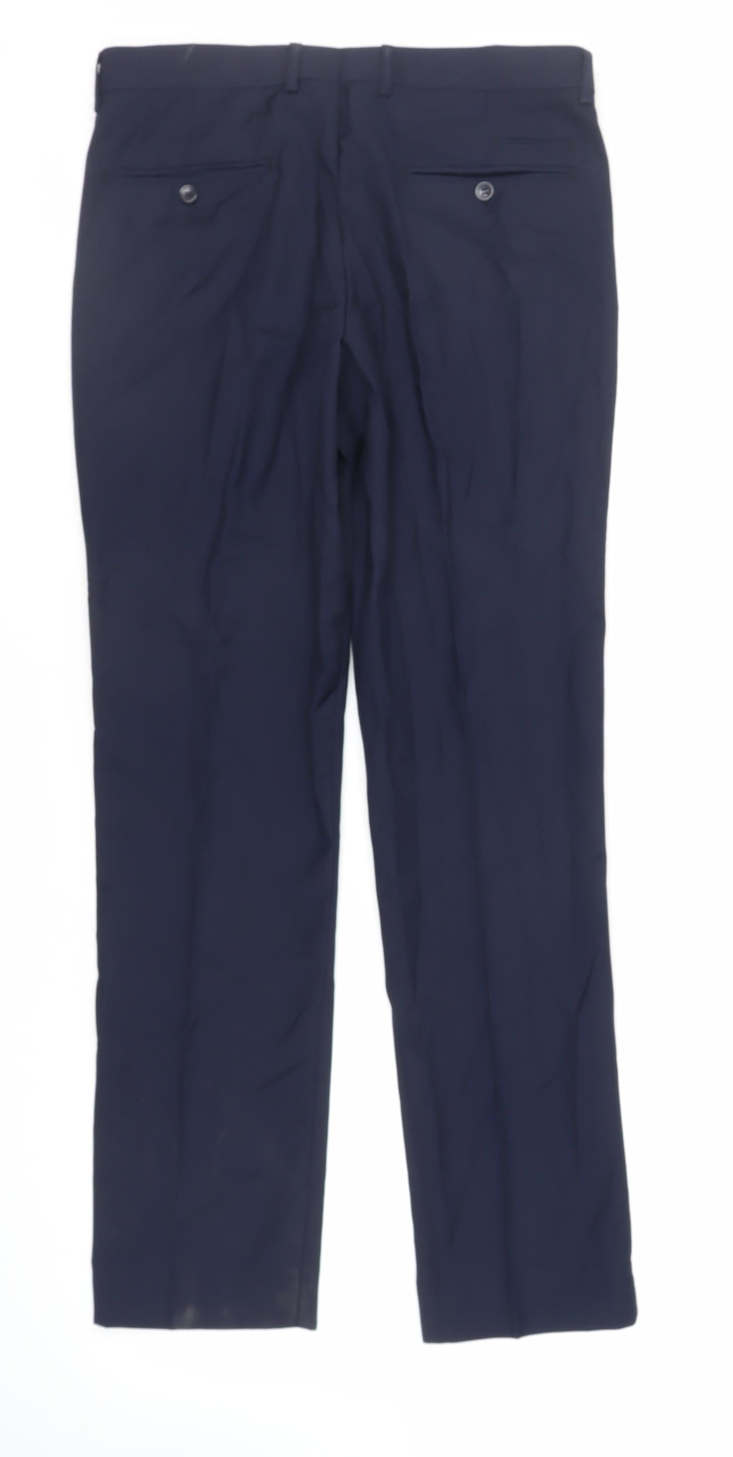 Marc Darcy Mens Blue Polyester Dress Pants Trousers Size 32 in L30 in Regular Zip