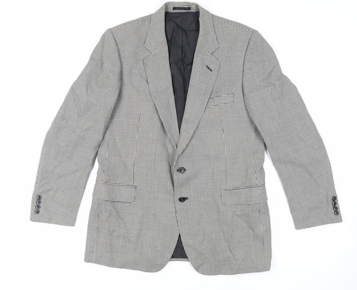 Marks and Spencer Mens Black Geometric Wool Jacket Suit Jacket Size 42 Regular