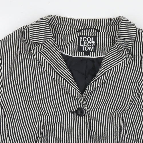 Debenhams Womens Black Striped Jacket Blazer Size 18 Button