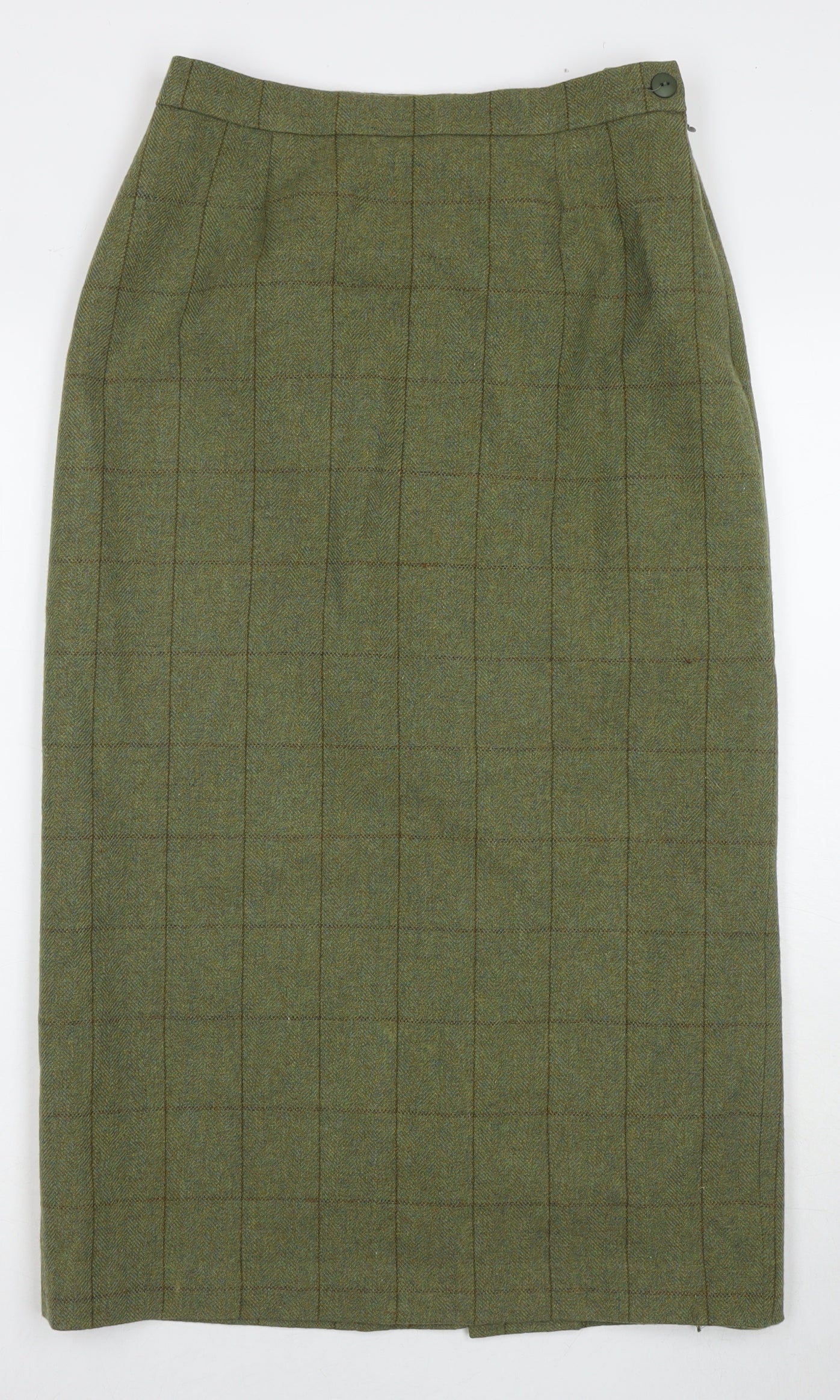 Bruar Womens Green Check Wool Maxi Skirt Size 12 Zip