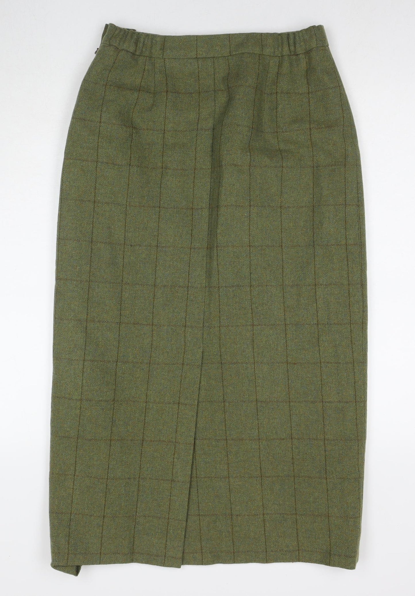 Bruar Womens Green Check Wool Maxi Skirt Size 12 Zip