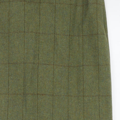 Bruar Womens Green Check Wool Maxi Skirt Size 12 Zip