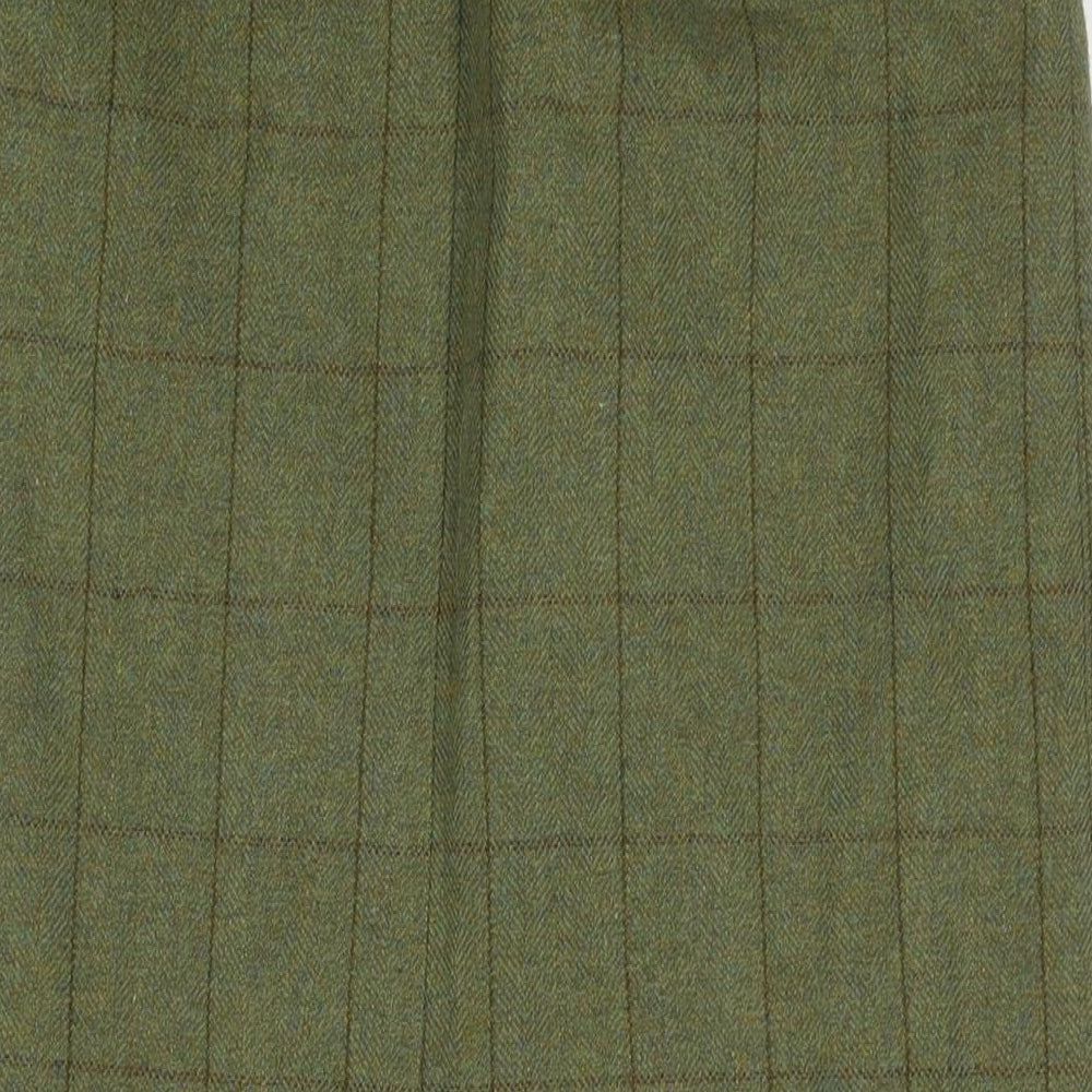 Bruar Womens Green Check Wool Maxi Skirt Size 12 Zip